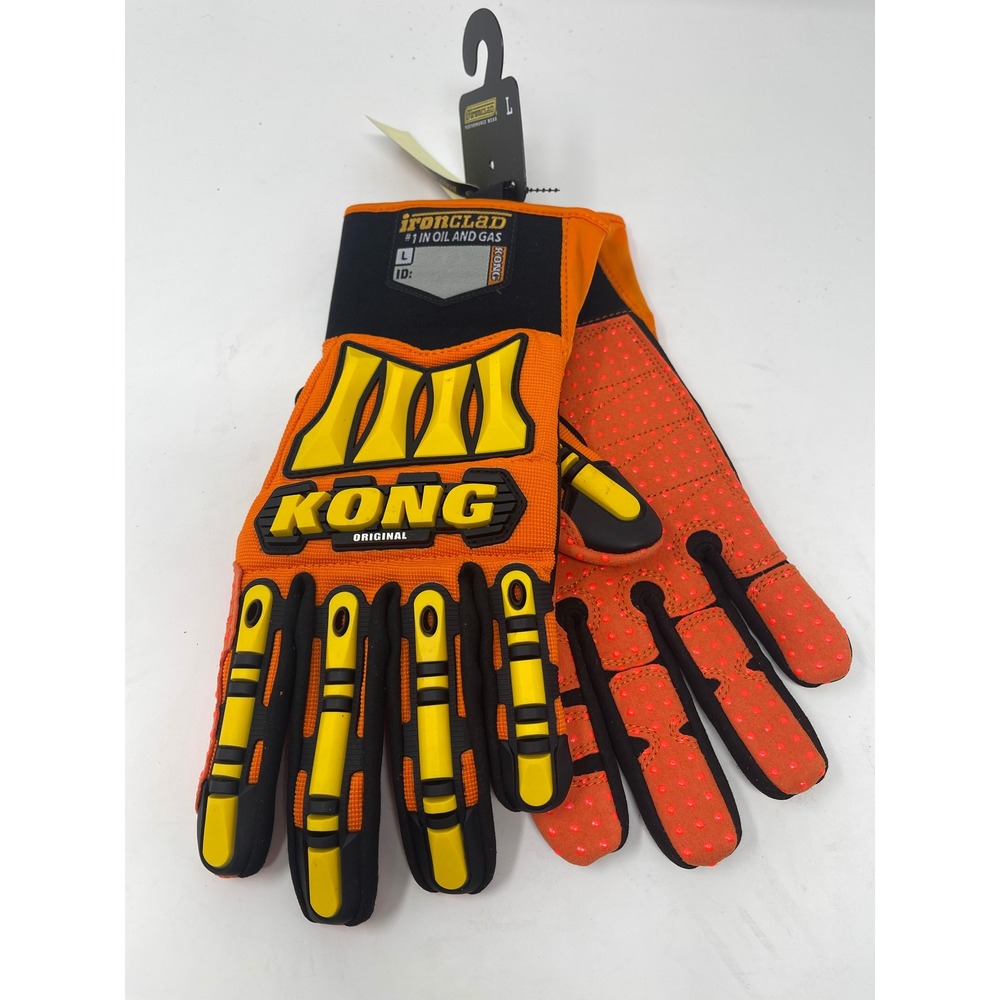Ironclad KONG Original Work Gloves Men L Orange New Impact Oil and Gas SDX2-04-L
